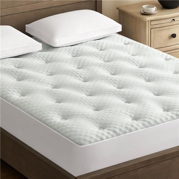Reversible Queen Mattress Topper Egg Crate Memory Foam Mattress Topper, Bamboo - Picture 1 of 7